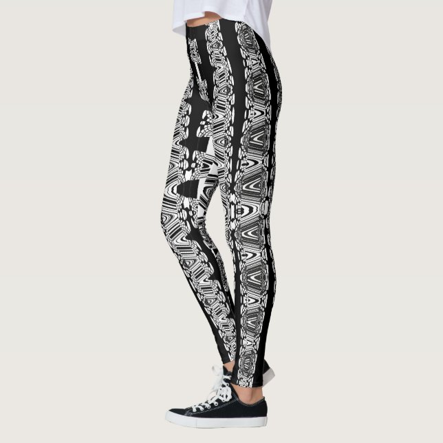 Legging padrão abstrato preto e branco (Esquerda)