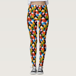 Legging Padrão Abstrato Retro Colorido Moderno de Meados d