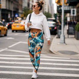 Legging Padrão Abstrato Retro Galáxia Estrela Remoinho Cós