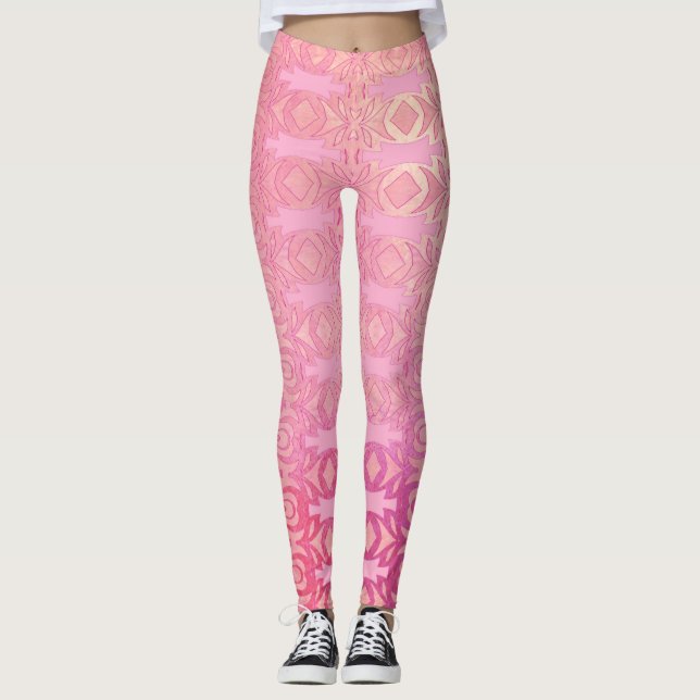 Legging padrão abstrato rosa (Frente)