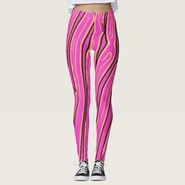 Legging Padrão abstrato rosa quente "Ratti_Creative_Arts" (Frente)