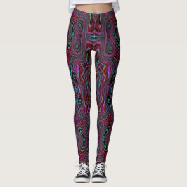 Legging Padrão Abstrato Trippy Verde Espuma do Mar e Magen