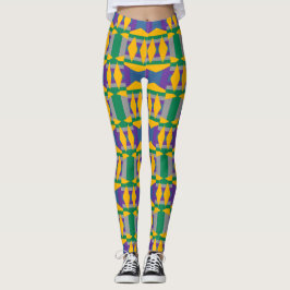 Legging Padrão abstrato Verde e Amarelo com Ouros