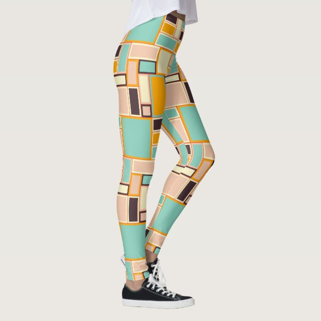 Legging Padrão abstrato vibrante com retângulos (Direita)