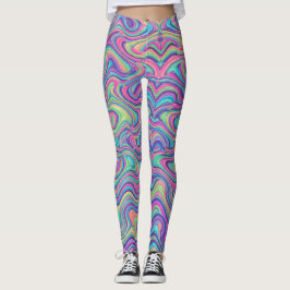 Legging Padrão Abstrato Vibrante de Mármore Psicodélico
