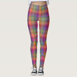 Legging Padrão Abstrato Xadrez Colorido