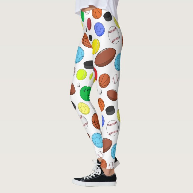 Legging Padrão Aleatório de Bolas Desportivas Coloridas (Esquerda)