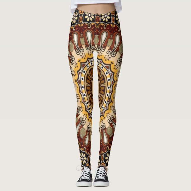 Legging Padrão Aleatório de Cores Tuscan ~ Design exclusiv (Frente)