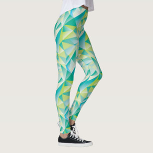 Legging Padrão Amarelo Azul Aqua Azul Triângulo abstrato