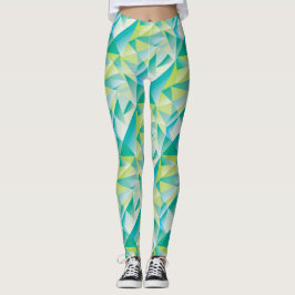 Legging Padrão Amarelo Azul Aqua Azul Triângulo abstrato