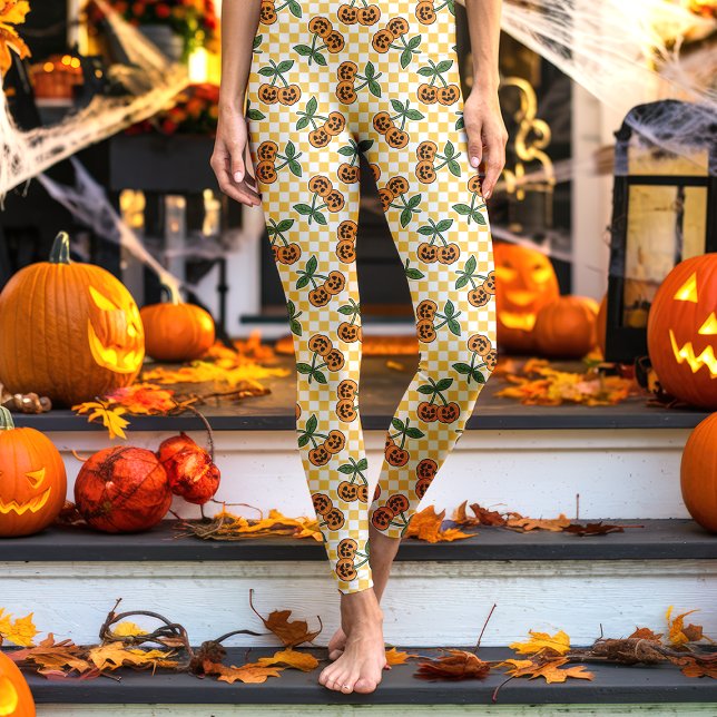 Legging Padrão Amarelo de Cherry Pumpkins (Criador carregado)