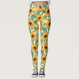 Legging Padrão Amarelo e Verde bonito dos Girassóis