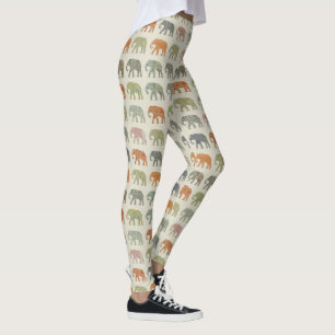Legging Padrão Animal Colorido de Elefante Contemporâneo