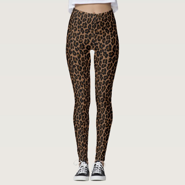 Legging Padrão Animal das manchas-leopardo-castanhas (Frente)