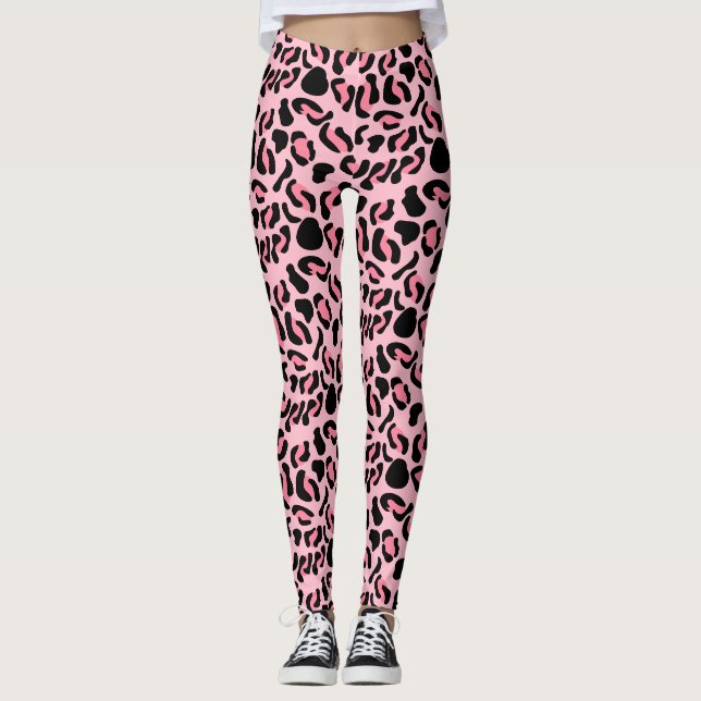 Legging Padrão Animal Rosa Moderno Leopardo (Frente)