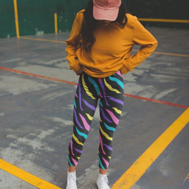 Legging Padrão Animal Selvagem de Zebra Colorida (Criador carregado)