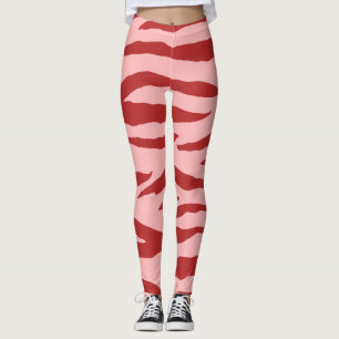 Legging Padrão Animal Selvagem De Zebra Vermelha E Rosa