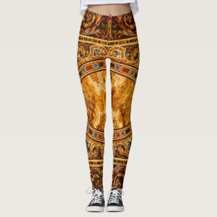Legging Padrão Antiquado De Gemstone Italiano Decorativo