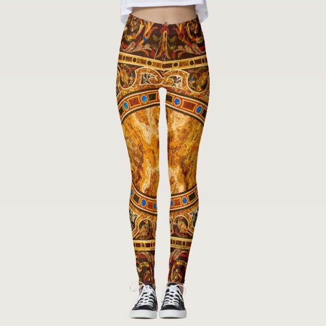 Legging Padrão Antiquado De Gemstone Italiano Decorativo (Frente)