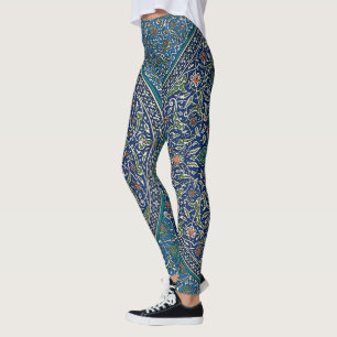 Legging Padrão Árabe do Ornamentado Verde Laranja Azul