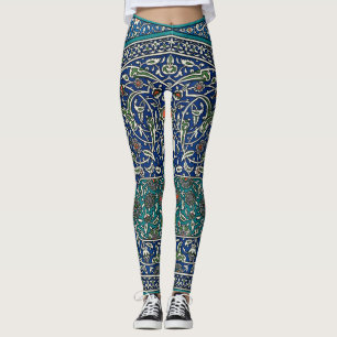 Legging Padrão Árabe do Ornamentado Verde Laranja Azul