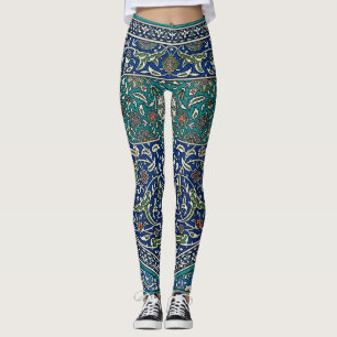 Legging Padrão Árabe do Ornamentado Verde Laranja Azul