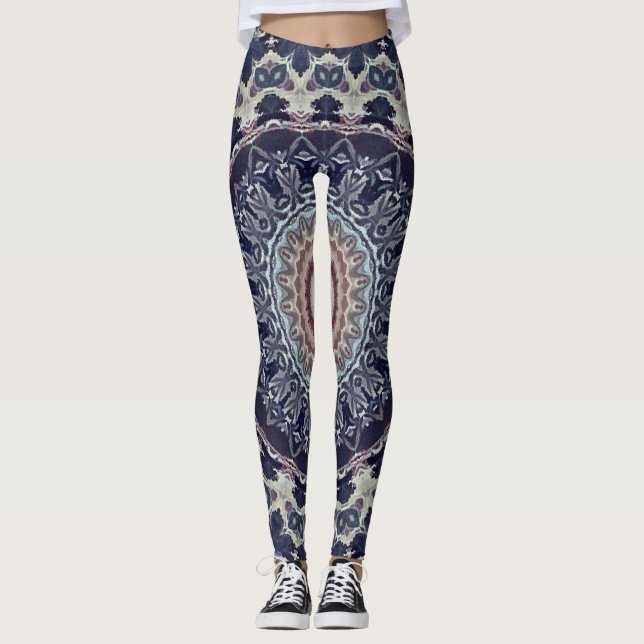 Legging Padrão arábico de mandala ornamental redonda sem c (Frente)