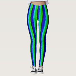 Legging Padrão arco-íris 3D abstrato azul verde
