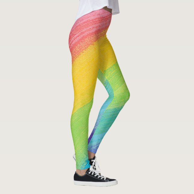 Legging Padrão Arco-Íris Colorido Acrílico Aquecido | (Direita)