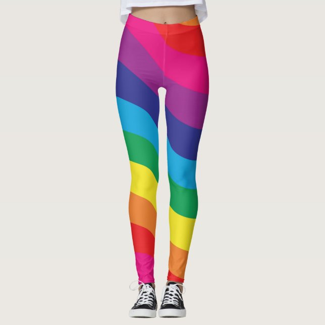 Legging Padrão Arco-Íris Divertido e Brilhante (Frente)