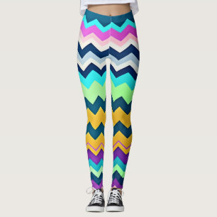 Legging Padrão Arco-Íris Zig-zagging pastel