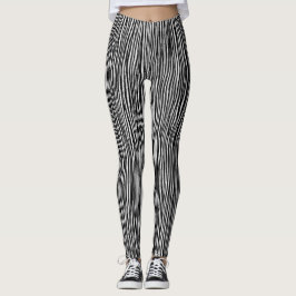 Legging Padrão Artsy Abstrato Black and White Stripes