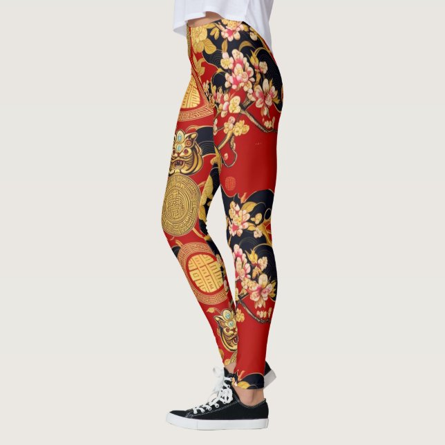 Legging Padrão asiático moderno lunar do novo ano (Esquerda)