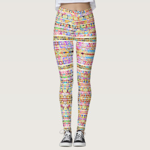 Legging Padrão asteca tribal colorido