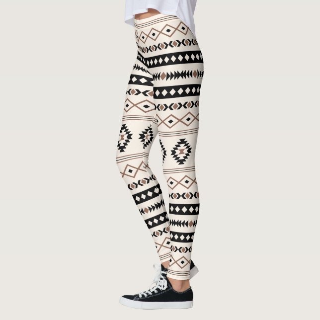 Legging Padrão Aztec Brown Black Cream Mixed Motifs (Esquerda)