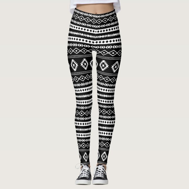 Legging Padrão Aztec White on Black Mixes Rpt (Frente)