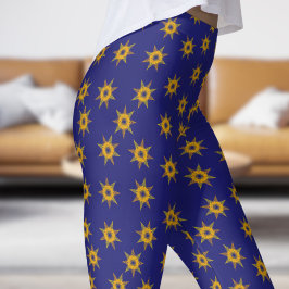 Legging Padrão azul brilhante e estrela Dourada