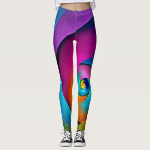 Legging Padrão Azul Cor-de-rosa Abstrato Floral Moderno #1
