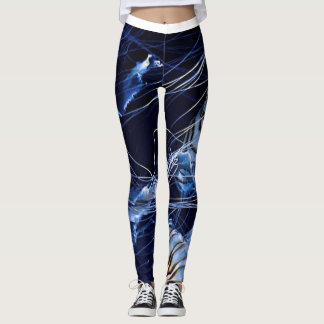 Legging padrão azul de águas-vivas