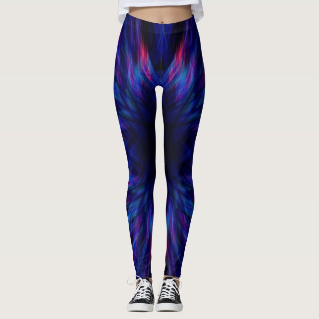 Legging Padrão azul e rosa (Frente)