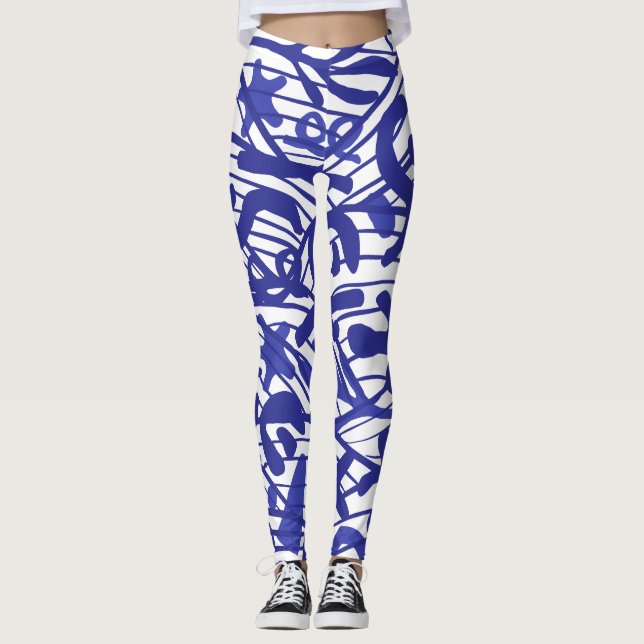 Legging Padrão azul Grande Dane Silhouette (Frente)