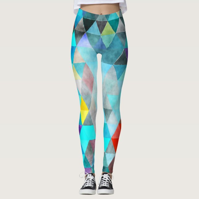 Legging padrão azul multicolorido (Frente)