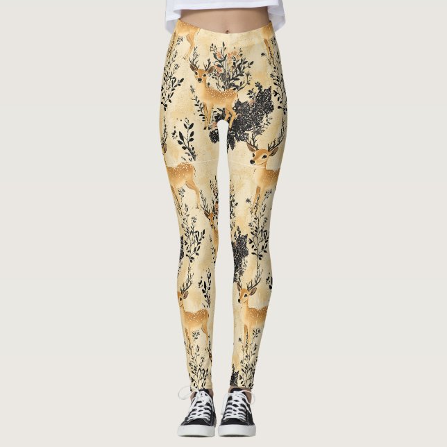Legging Padrão Berçário Fawn da Floresta (Frente)