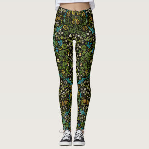 Legging Padrão Blackthorn Vintage Fundo Preto Morris