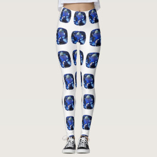 Legging Padrão Blue Sapphire Cushion-Cut