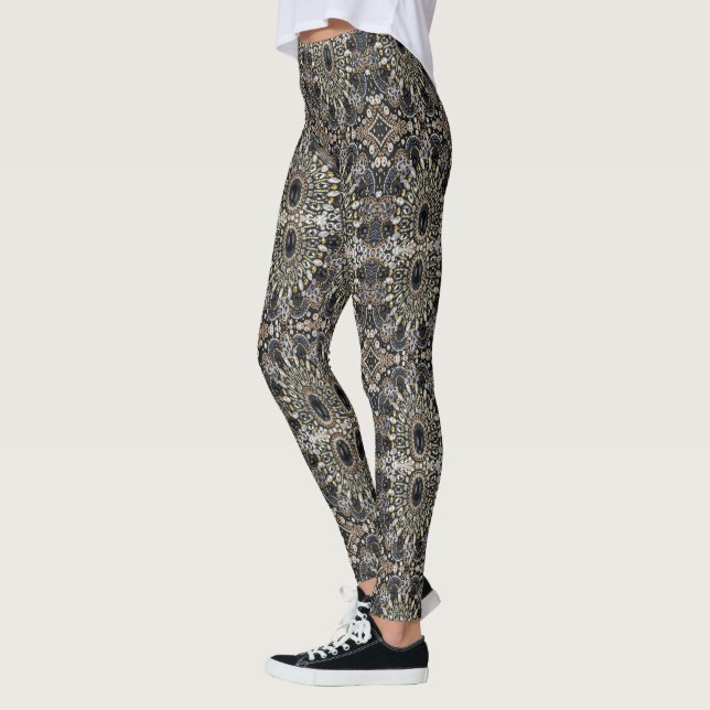 Legging padrão boêmico art deco black and gold (Esquerda)
