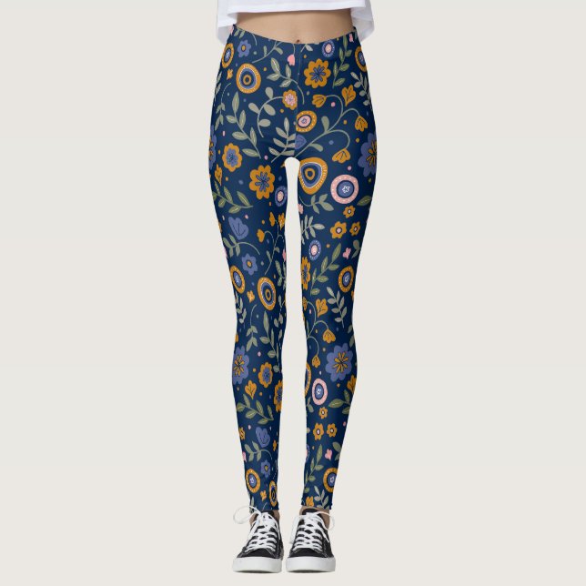Legging Padrão Boho 01.w D Azul BG (Frente)