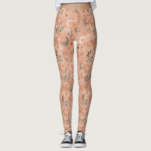 Legging Padrão Boho Celestial Floral Lua (4)