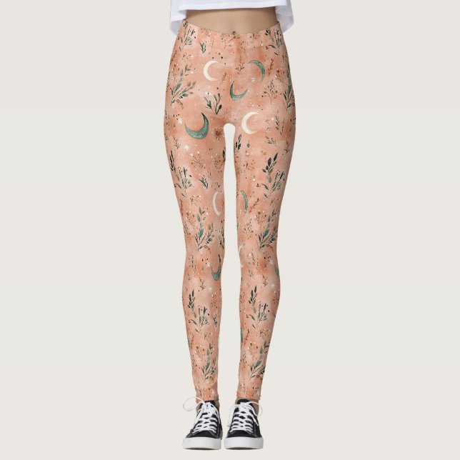 Legging Padrão Boho Celestial Floral Lua (4) (Frente)