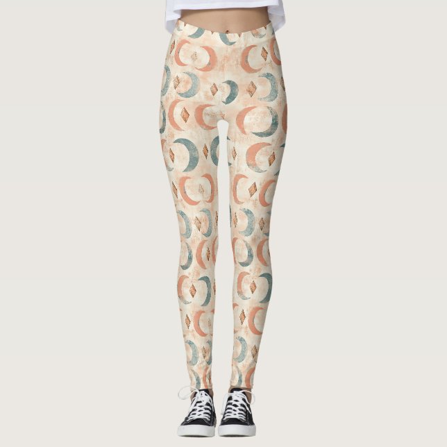 Legging Padrão Boho Celestial Floral Lua (6) (Frente)